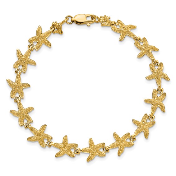 14k Textured Starfish 7.25 inch Bracelet