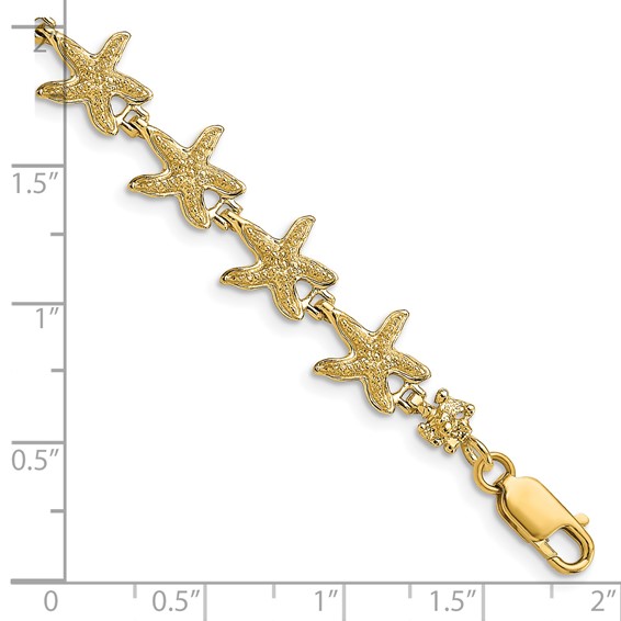 14k Textured Starfish 7.25 inch Bracelet