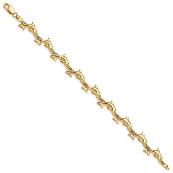 14k Polished Dolphin 7 inch Bracelet