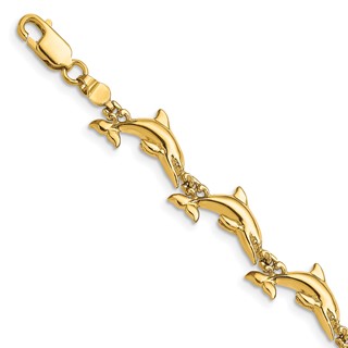 14k Polished Dolphin 7 inch Bracelet