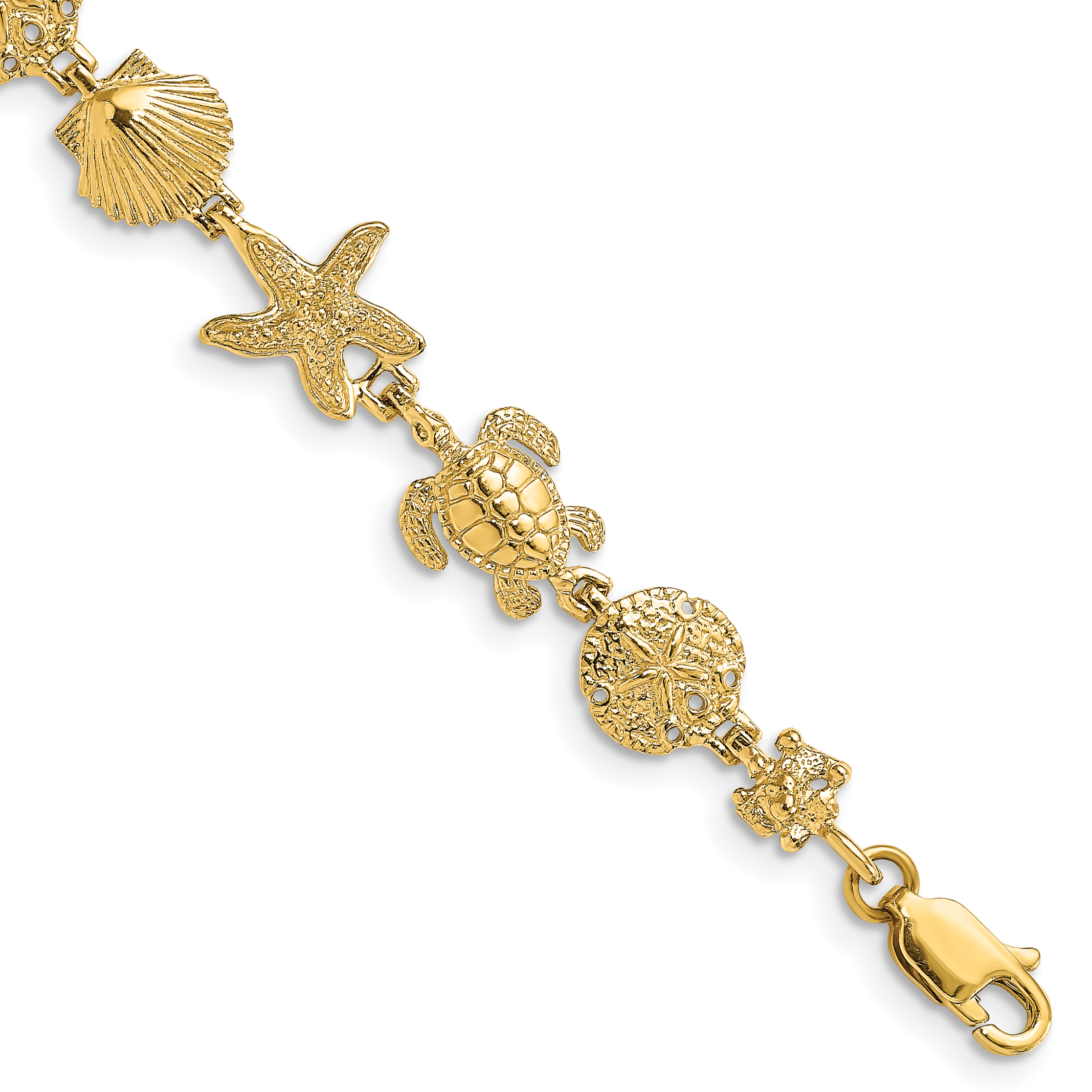 14k Yellow Gold Sea Life Bracelet Animal Seashore Fine Jewelry Women ...