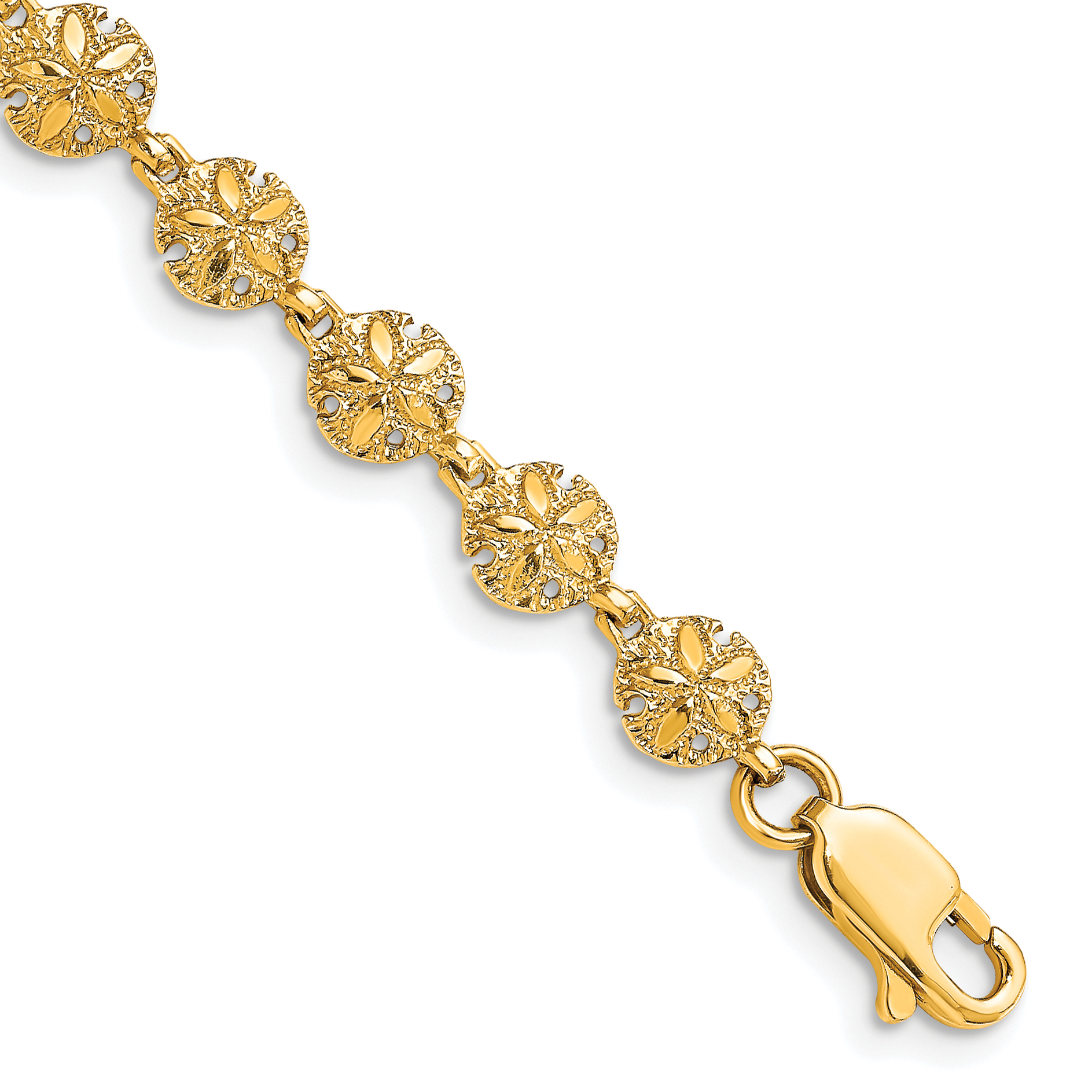 14K Polished and Textured Mini Sand Dollar 7 inch Bracelet (FB1866-7)