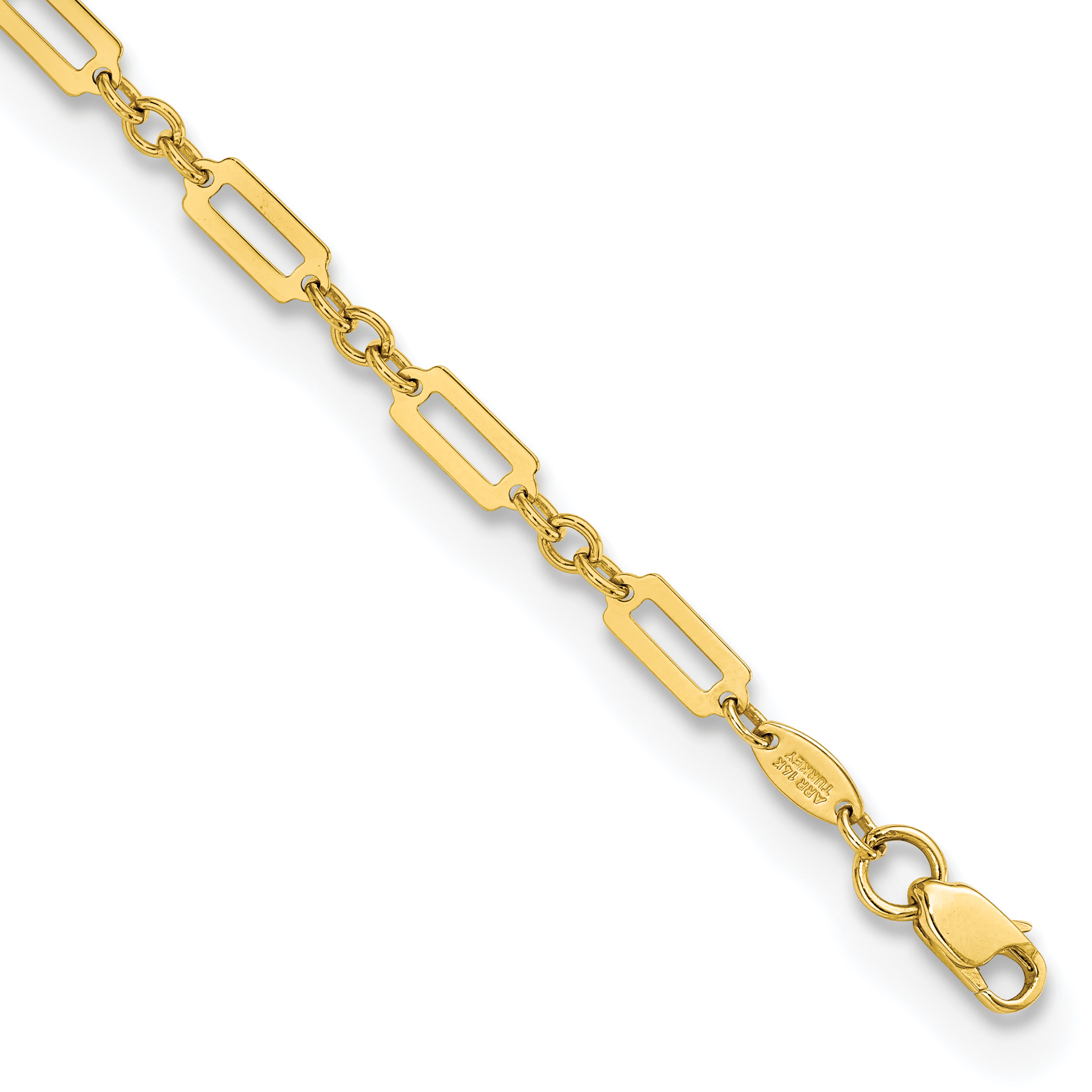 14K Polished Fancy Rectangle Link 7.5 inch Bracelet (FB1885-7.5)