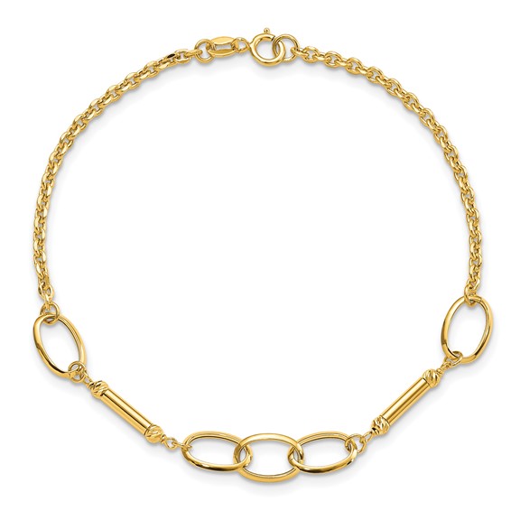 14K Polished Bars and Oval Links 7.5 inch Bracelet