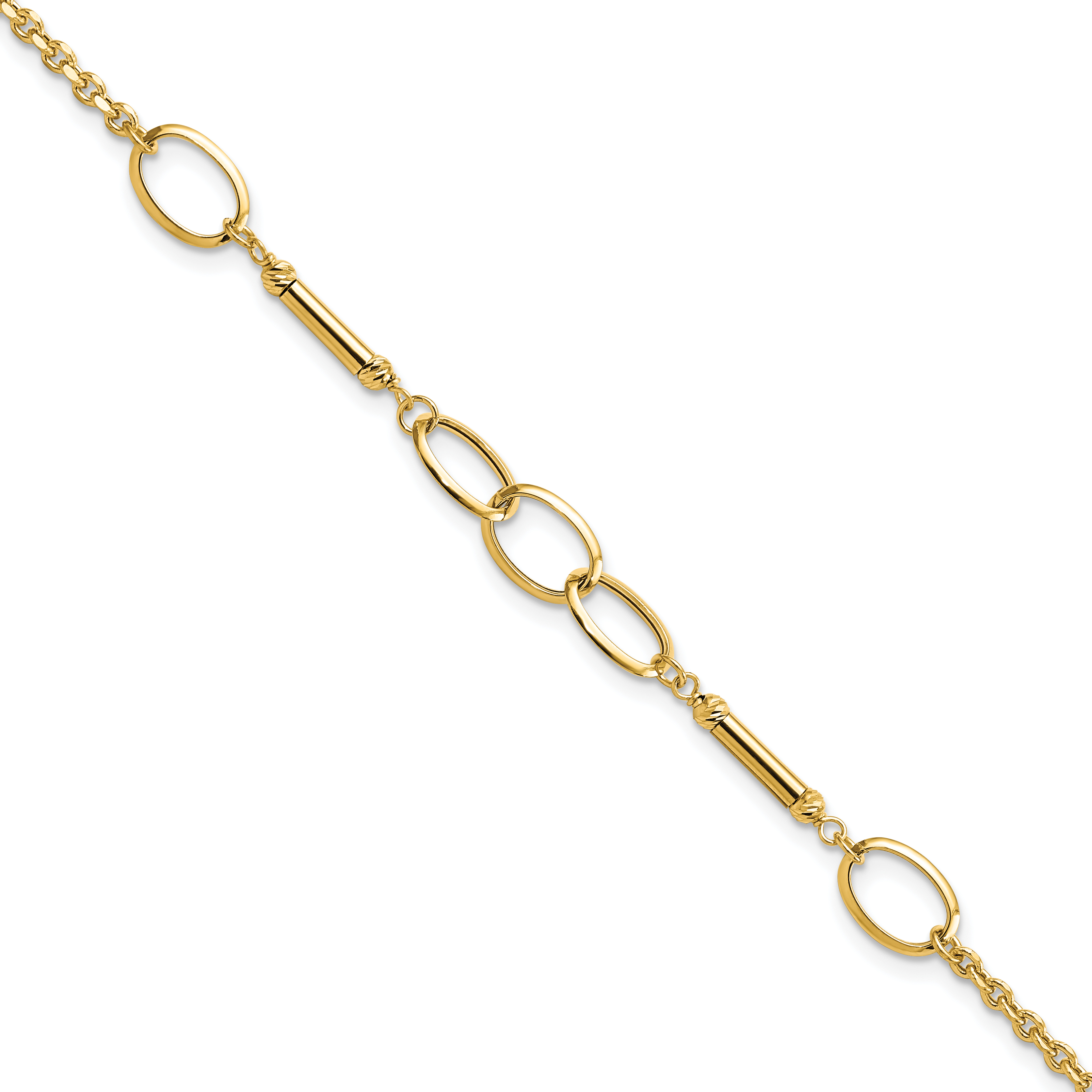 14K Polished Bars and Oval Links 7.5 inch Bracelet (FB1887-7.5)