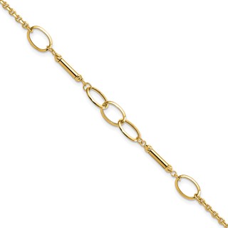 14K Polished Bars and Oval Links 7.5 inch Bracelet