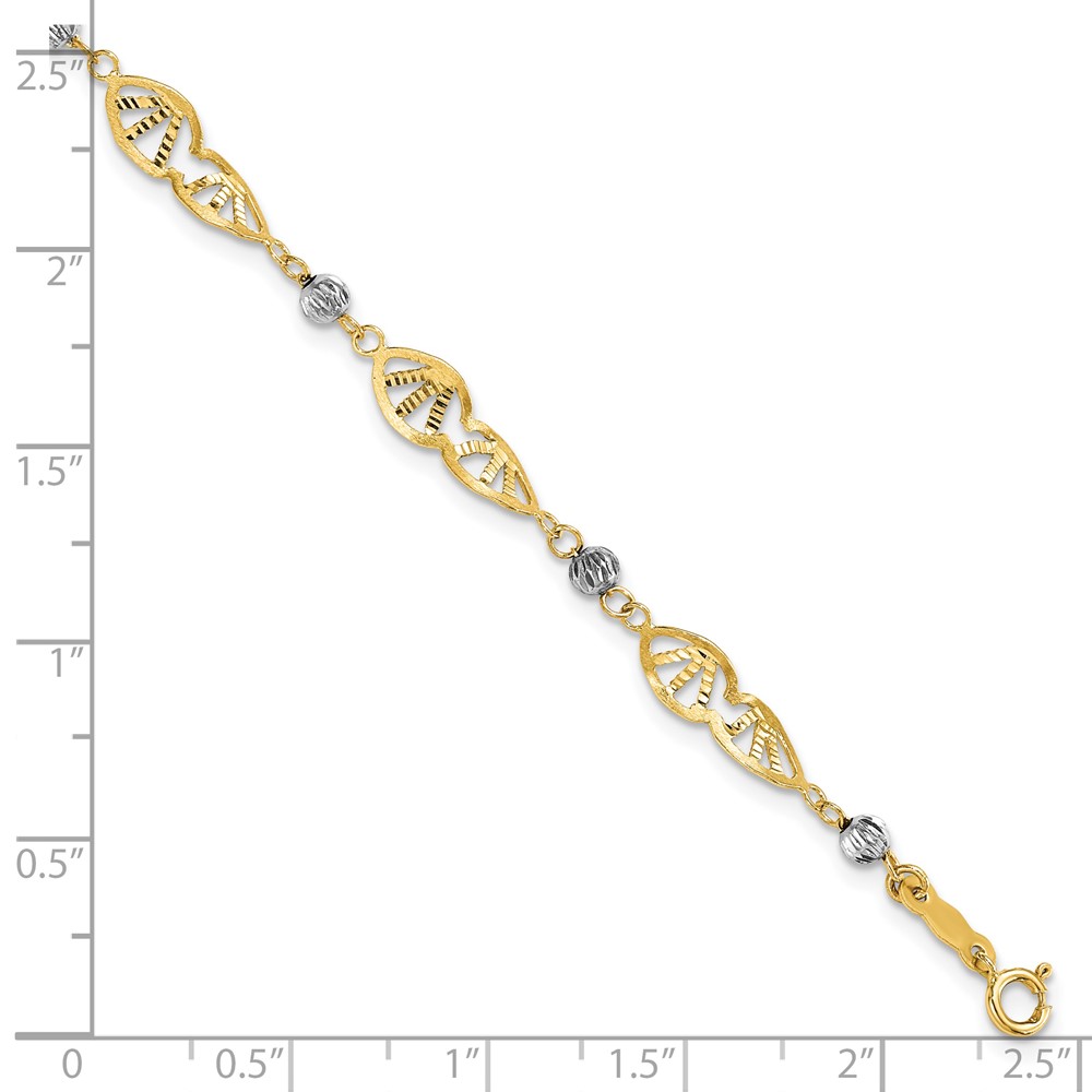 14K Two Tone Fancy Link Diamond-Cut Bracelet (FB1891-7)