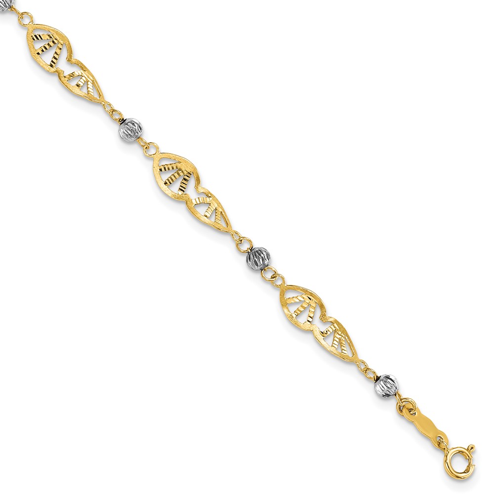 14K Two Tone Fancy Link Diamond-Cut Bracelet (FB1891-7)