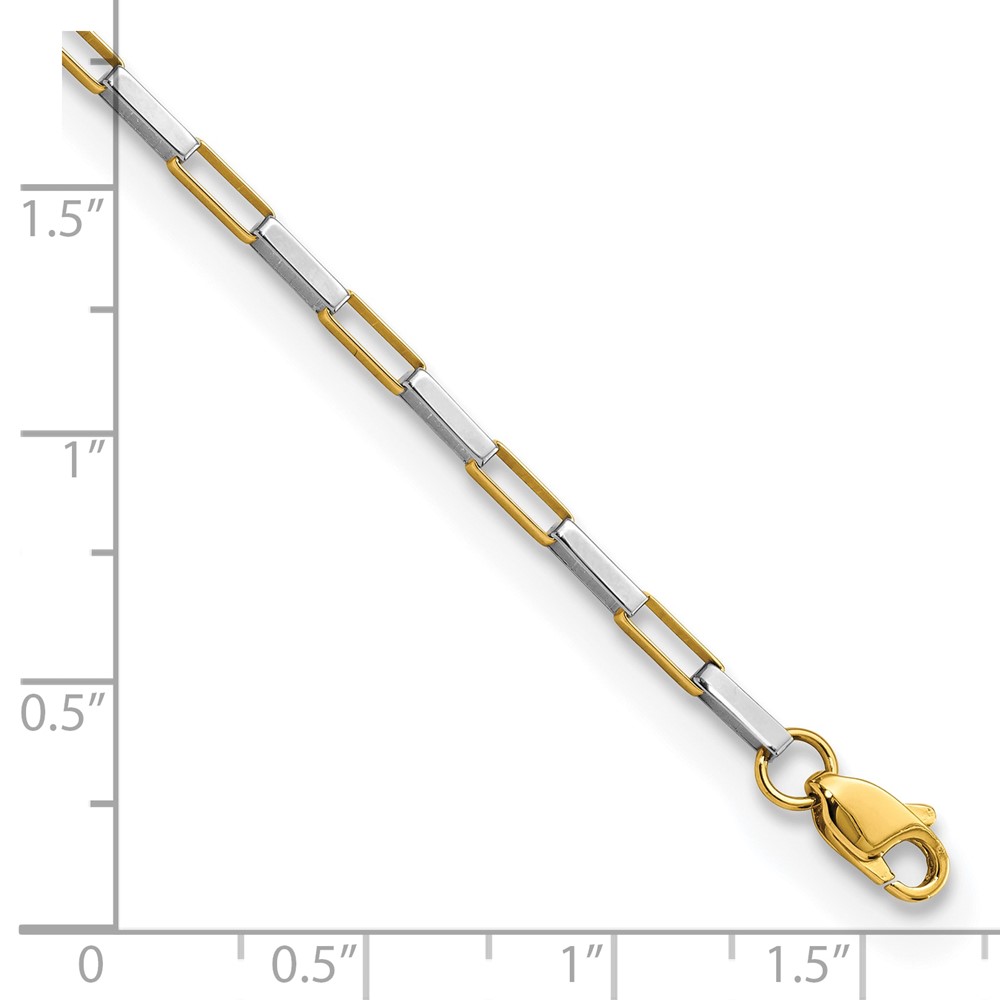 14k Two-tone Polished Fancy Box Links 7.5 inch Bracelet (FB1901Y/W-7.5)
