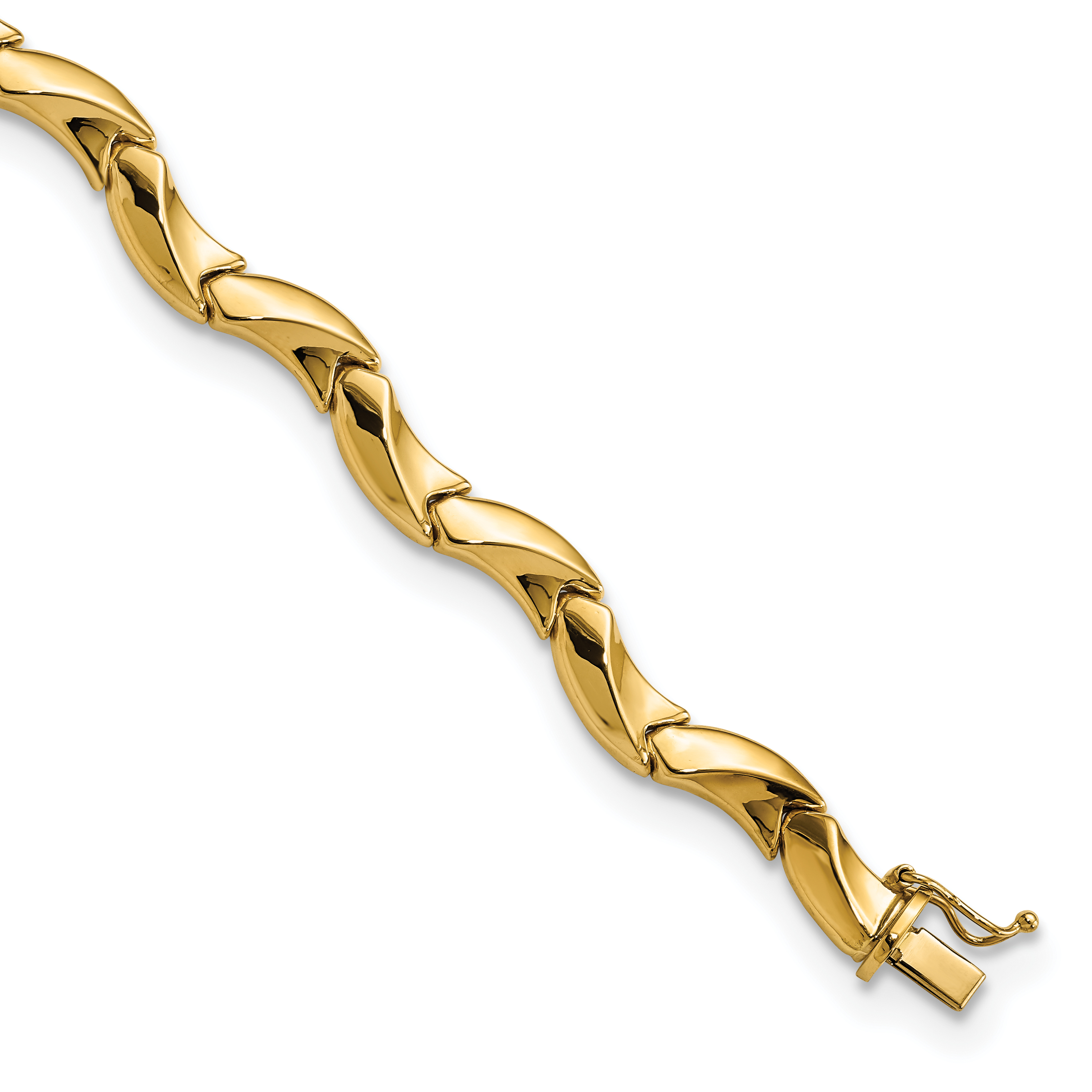 14K Polished 7.25mm Fancy Wavy Link 7.5 inch Bracelet (FB1929-7.5)