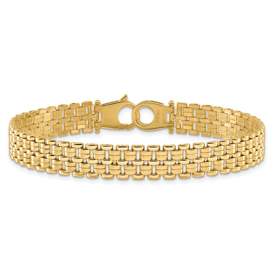 14K Brushed and Polished 8.5mm Basket Weave Pattern 7.5 inch Bracelet
