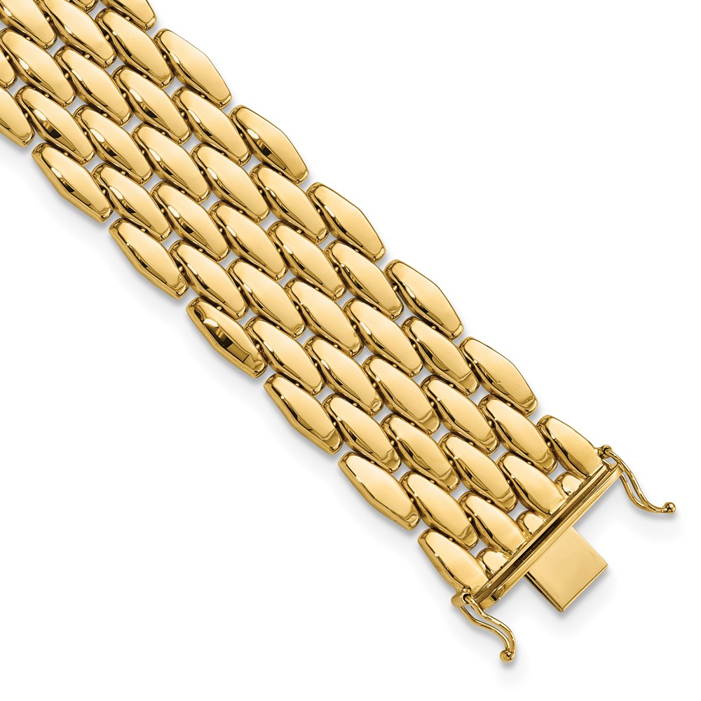 Real 14K Yellow Gold Polished Fancy Link Chain Bracelet; 7.5 inch | eBay