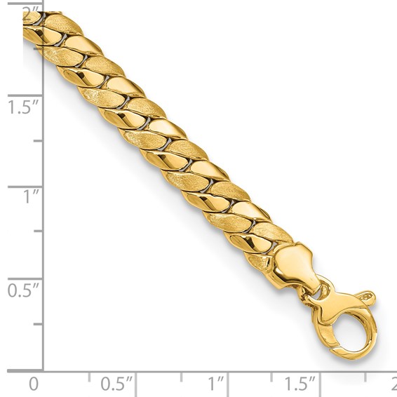 14k Satin and Polished 6.5mm Fancy Curb Link 7.75 inch Bracelet