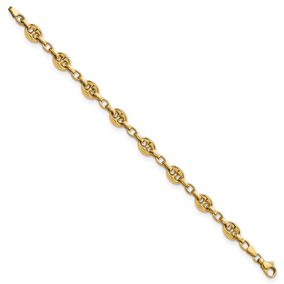 14K Polished 8.4mm Fancy Anchor/Mariner Link 7.75 inch Bracelet