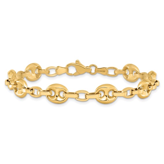 14K Polished 8.4mm Fancy Anchor/Mariner Link 7.75 inch Bracelet
