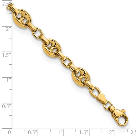 14K Polished 8.4mm Fancy Anchor/Mariner Link 7.75 inch Bracelet