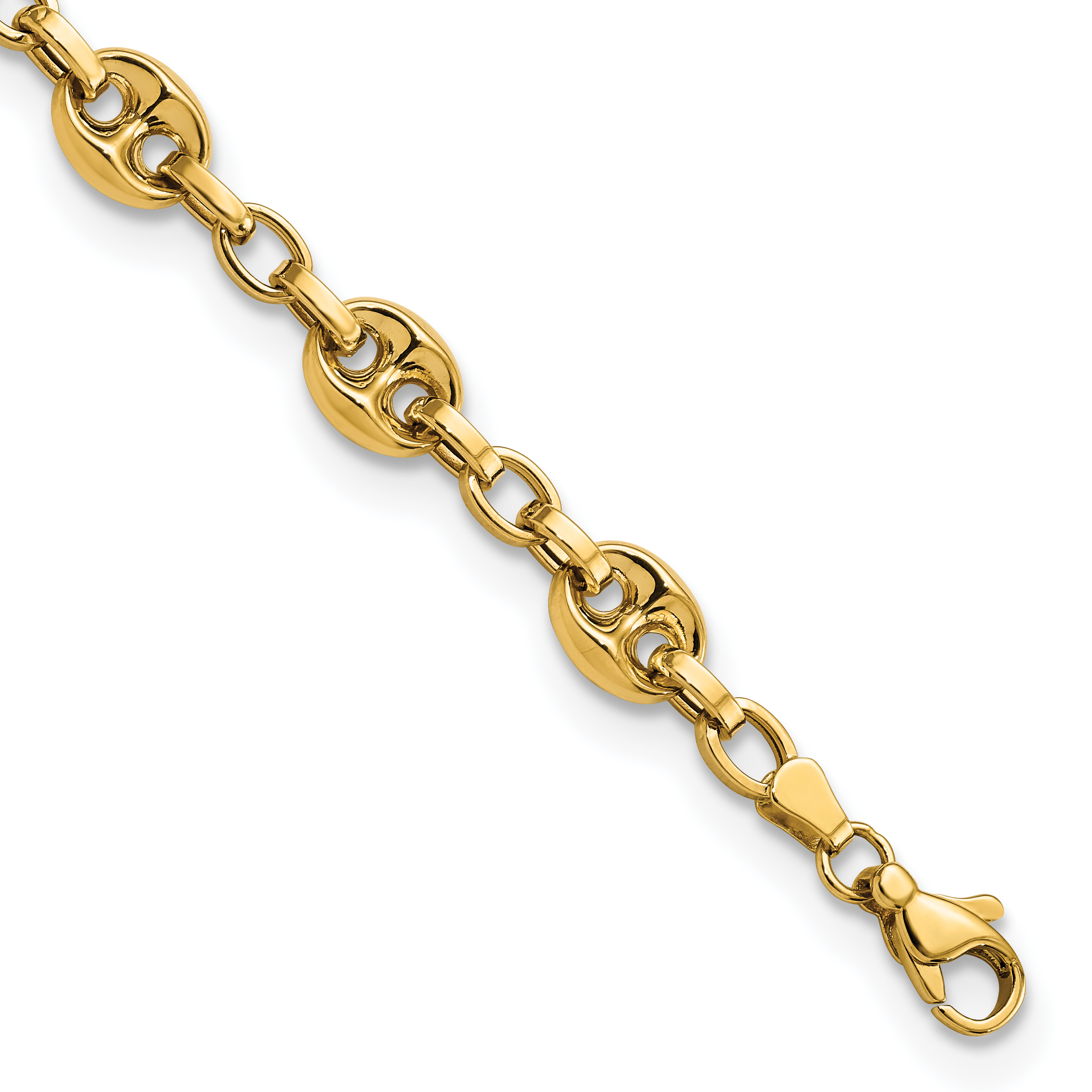 14K Polished 8.4mm Fancy Anchor/Mariner Link 7.75 inch Bracelet (FB1937-7.75)