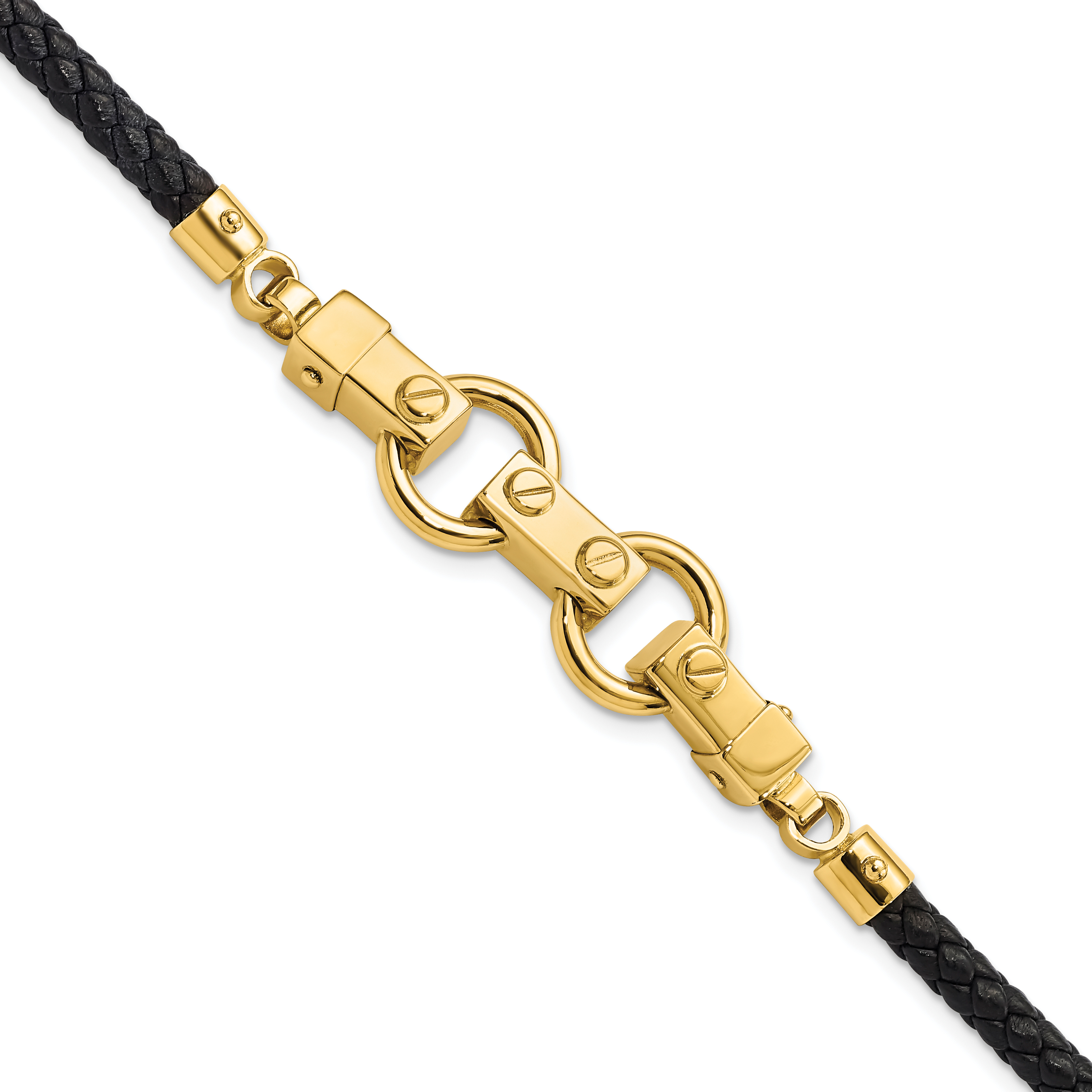 14K Polished Fancy Link Leather Bracelet (FB1942-8)