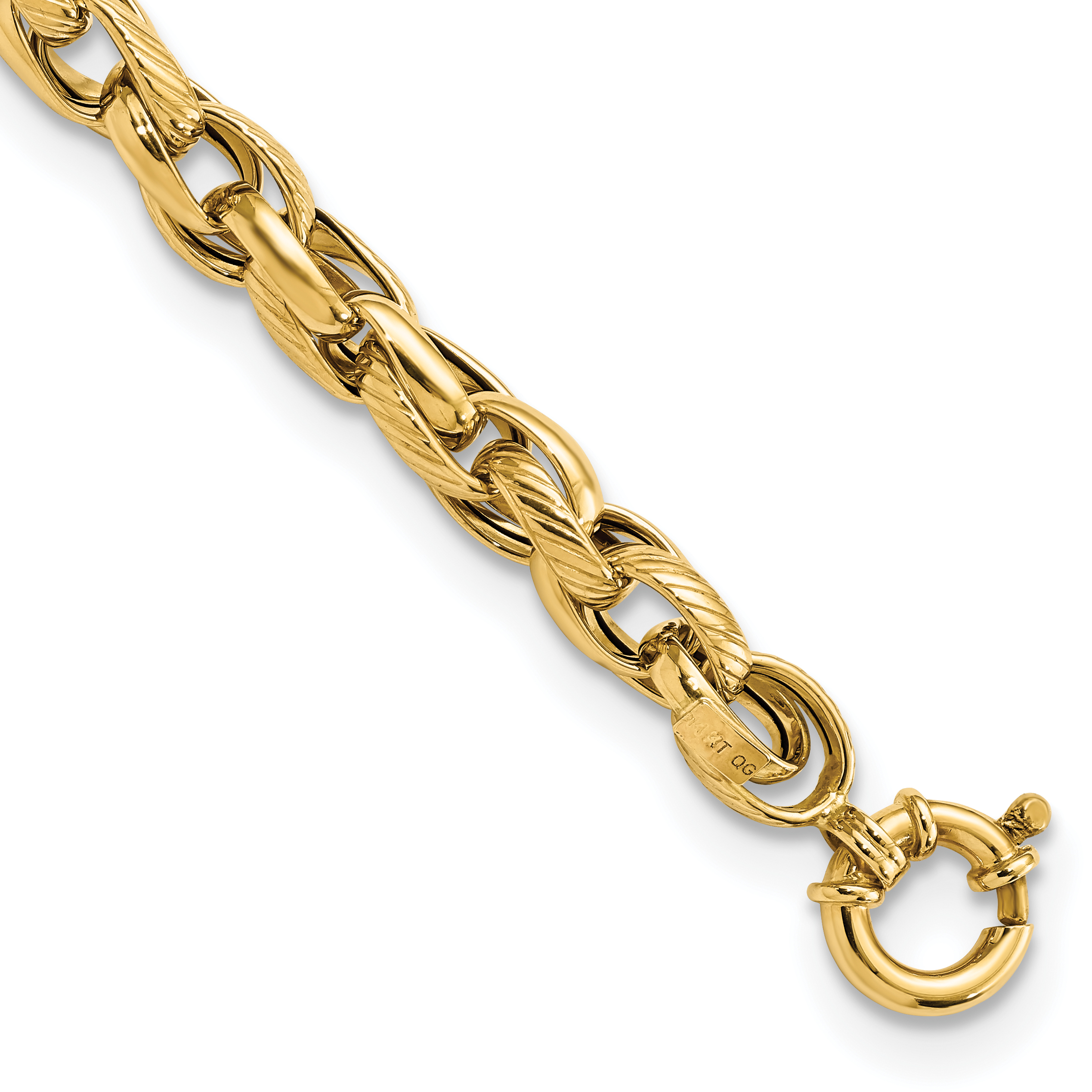 14k Polished and Textured Link 7.5in Bracelet (FB1943-7.5)