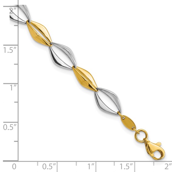 14K Two-tone Polished Fancy Link 7.5in Bracelet