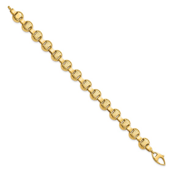 14K Polished & Textured Fancy Bracelet