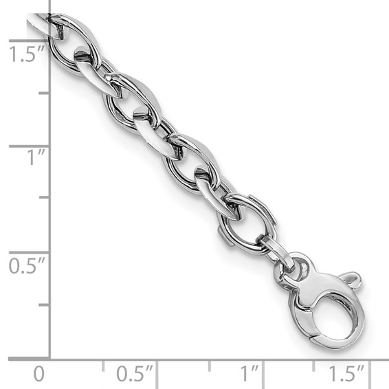 14K White Polished 7mm Fancy Oval Link 7.75 inch Bracelet