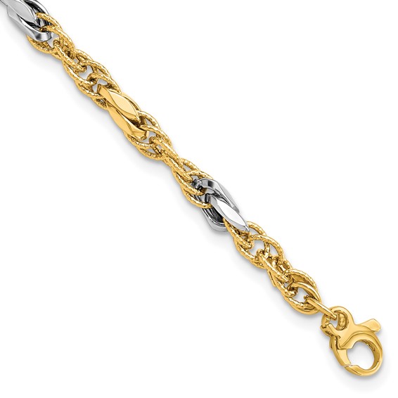 14K Two-Tone Polished Fancy Link Bracelet