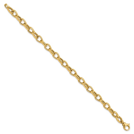 14K Polished 6.8mm Fancy Link 7.75 inch Bracelet