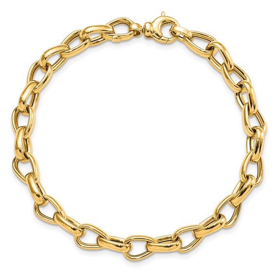 14K Polished 6.8mm Fancy Link 7.75 inch Bracelet