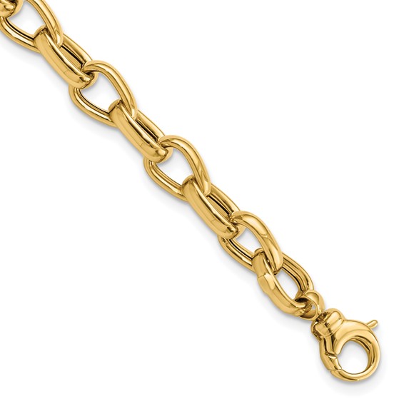 14K Polished 6.8mm Fancy Link 7.75 inch Bracelet