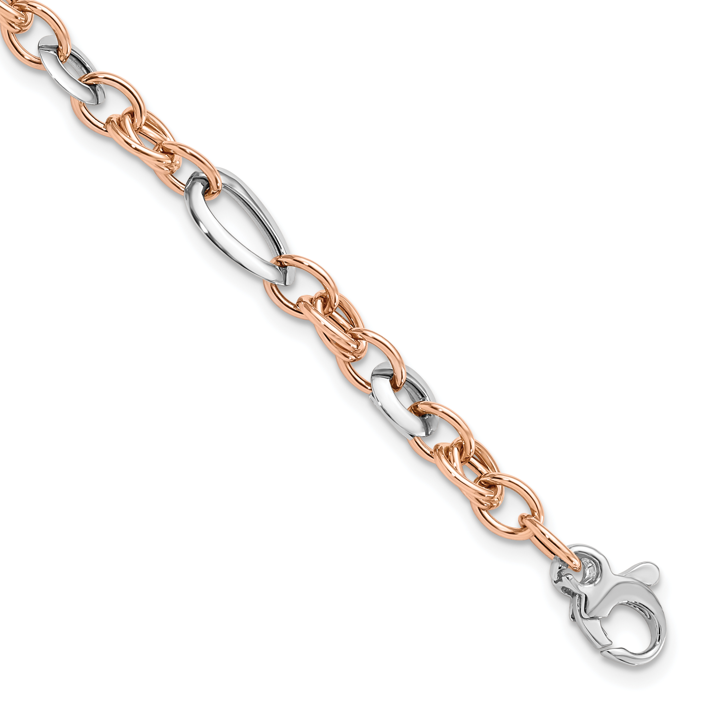 14K Two-tone White and Rose 6.8mm Fancy Link 8 inch Bracelet (FB1970-8)