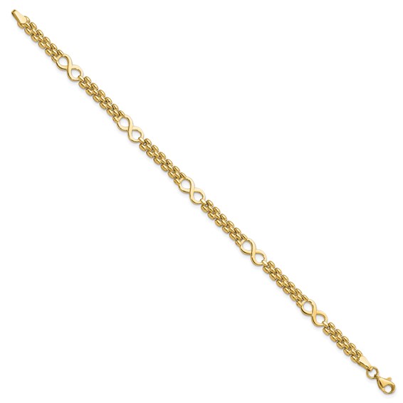 14K Polished Infinity Symbol and Fancy Link 5-Station 7.5 inch Bracelet