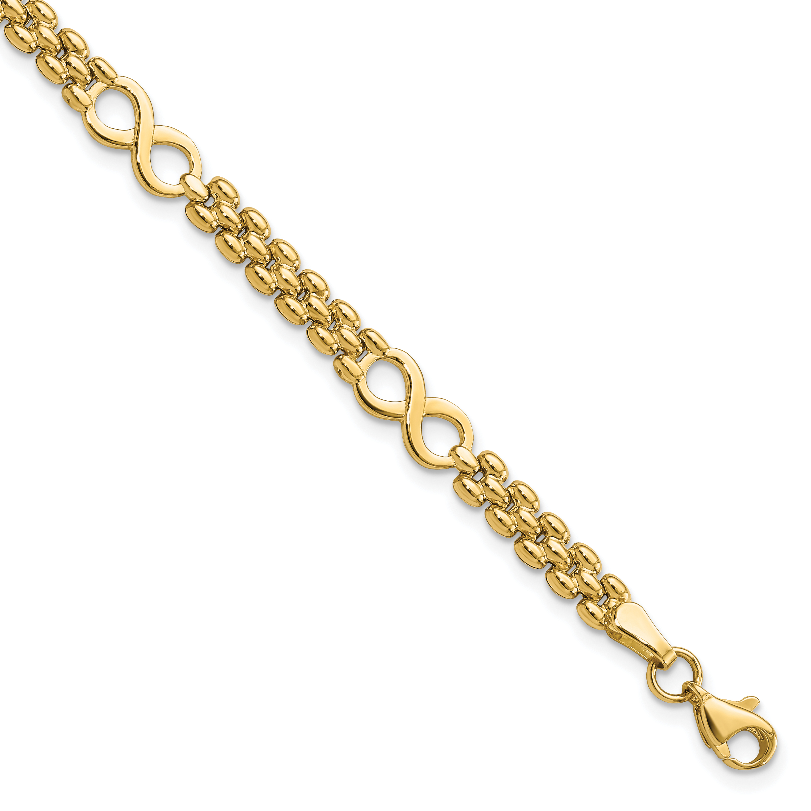 14K Polished Infinity Symbol and Fancy Link 5-Station 7.5 inch Bracelet (FB1973-7.5)