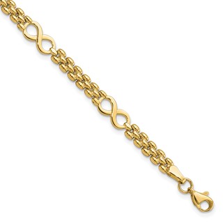 14K Polished Infinity Symbol and Fancy Link 5-Station 7.5 inch Bracelet
