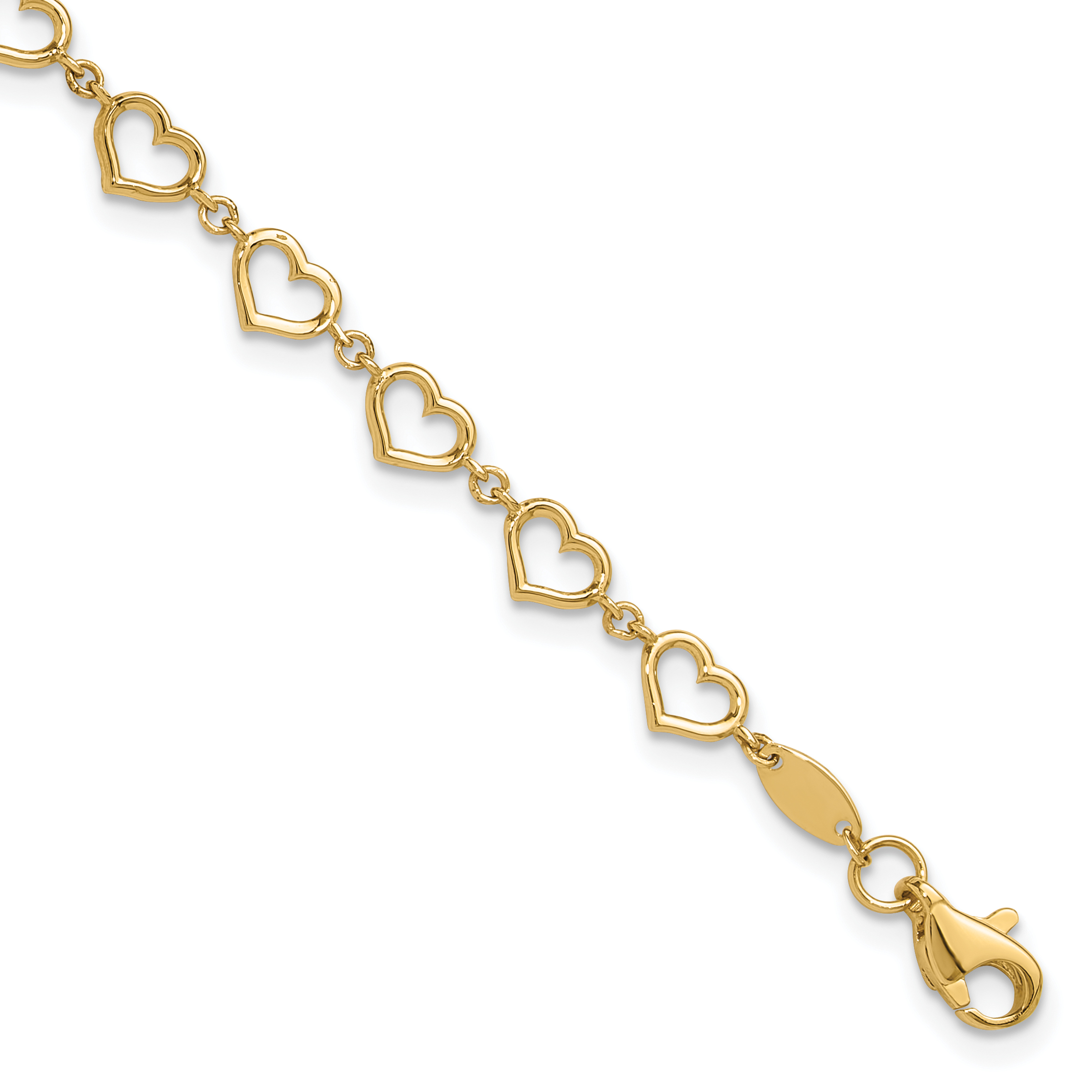 14K Polished Open Heart Link 7.5 inch Bracelet (FB1980-7.5)
