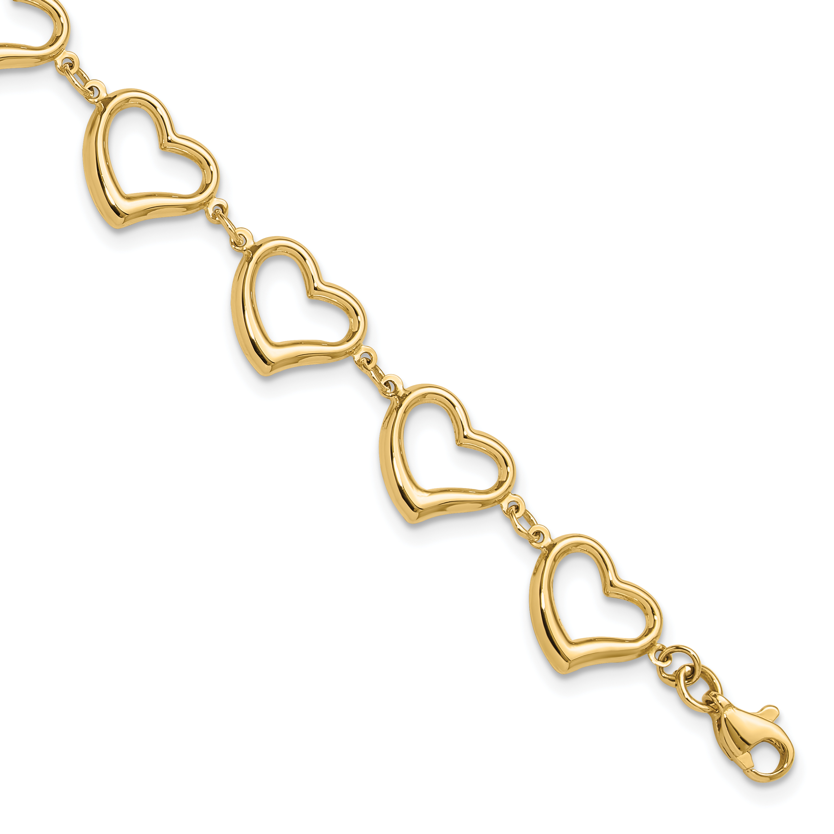 14K Polished Open Heart Link 7 inch Bracelet (FB1981-7)