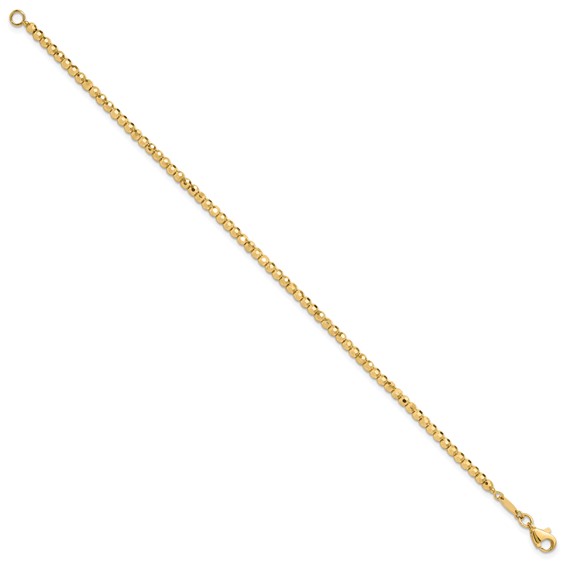 14K Polished and Diamond-cut Beaded 7.25 inch Bracelet