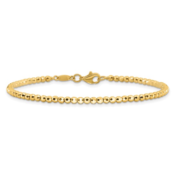 14K Polished and Diamond-cut Beaded 7.25 inch Bracelet