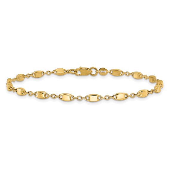 14K Polished Fancy Square Link 7.5 inch Bracelet