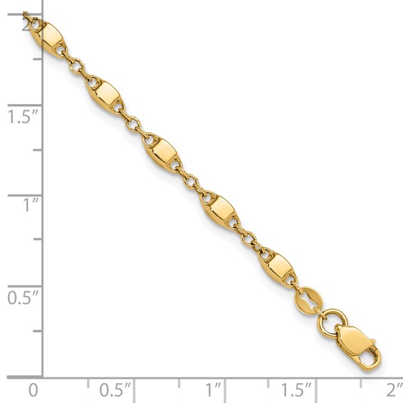14K Polished Fancy Square Link 7.5 inch Bracelet
