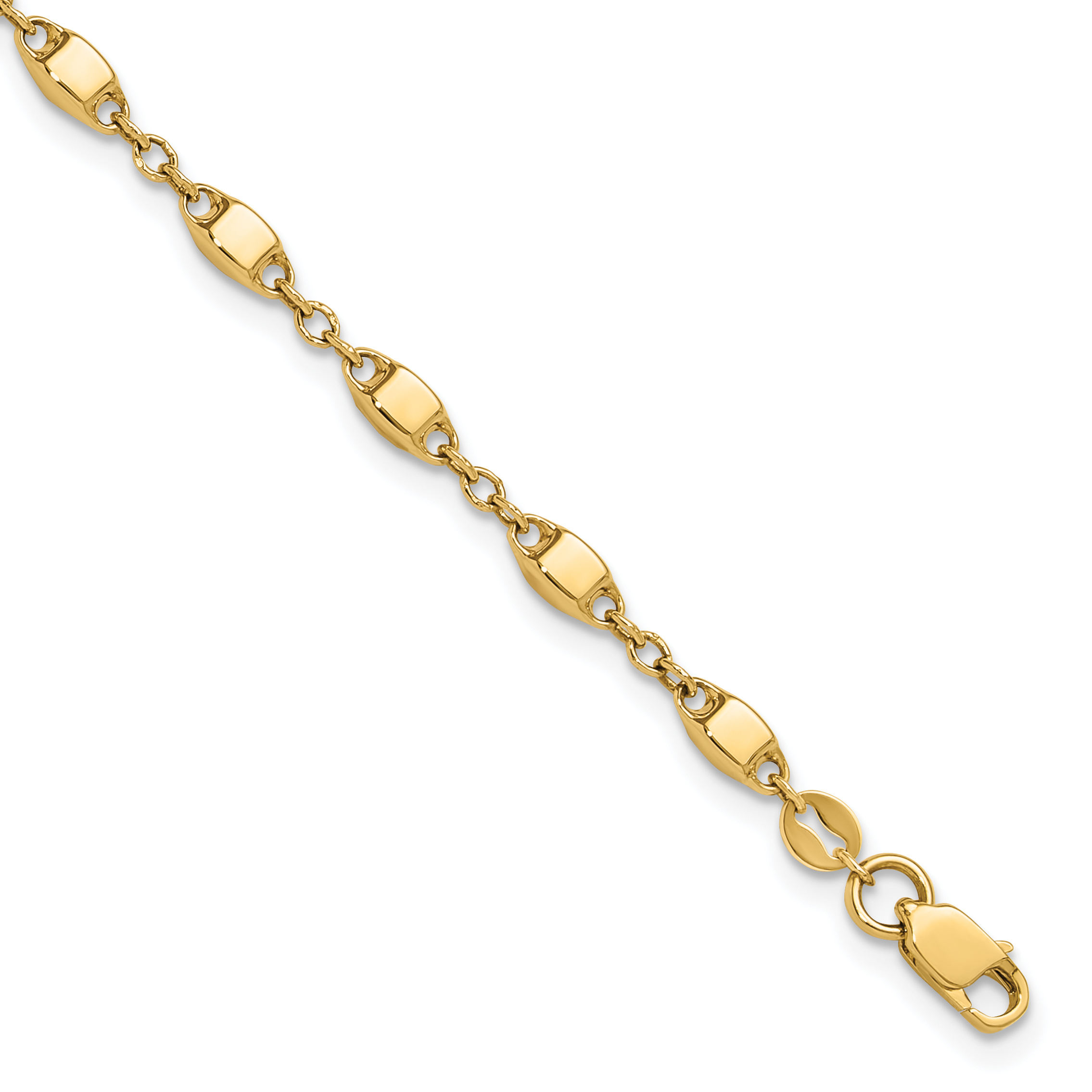 14K Polished Fancy Square Link 7.5 inch Bracelet (FB1995-7.5)