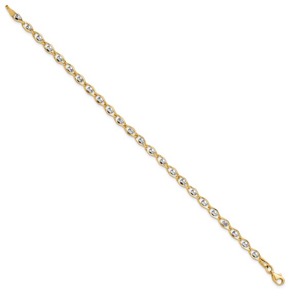 14K Two-tone Polished Fancy Link Bracelet