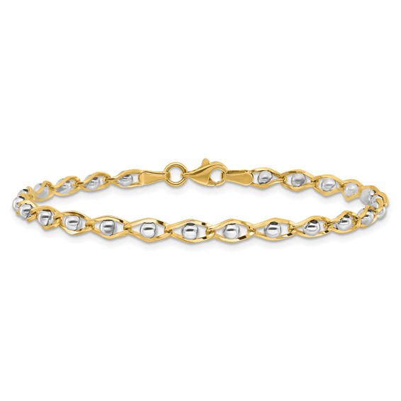 14K Two-tone Polished Fancy Link Bracelet