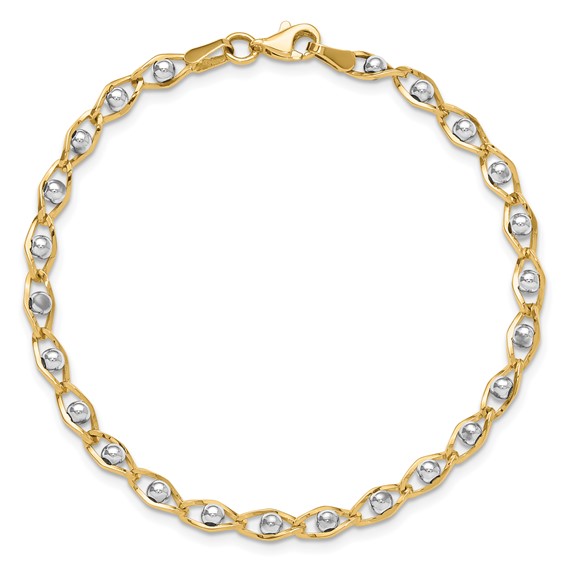 14K Two-tone Polished Fancy Link Bracelet