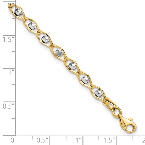 14K Two-tone Polished Fancy Link Bracelet