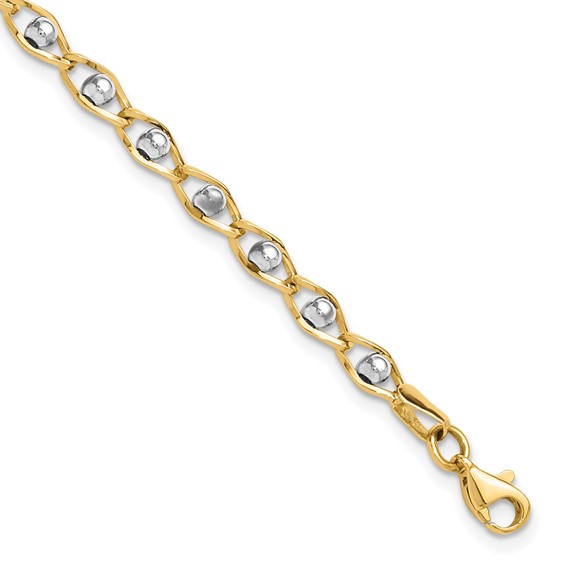 14K Two-tone Polished Fancy Link Bracelet