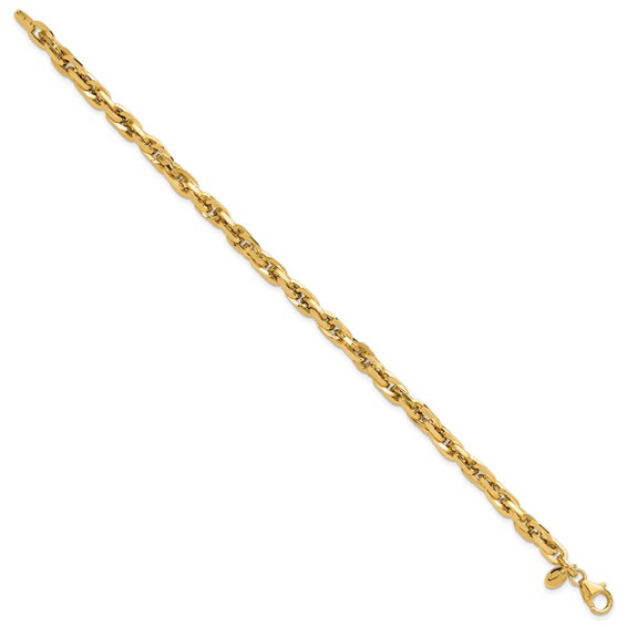 14K Polished 5mm Fancy Rope Link 7.5 inch Bracelet