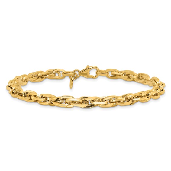 14K Polished 5mm Fancy Rope Link 7.5 inch Bracelet