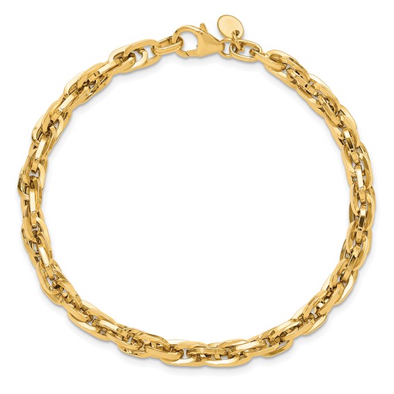 14K Polished 5mm Fancy Rope Link 7.5 inch Bracelet
