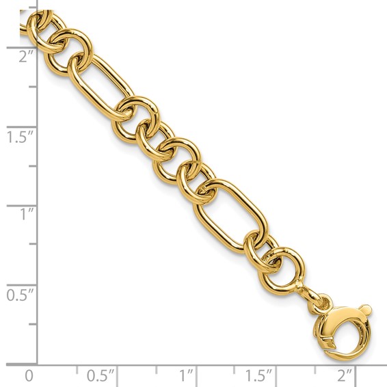 14K Polished 7.9mm Fancy Link 7.75 inch Bracelet